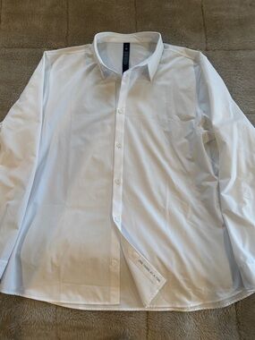 lululemon athletica Men's White Button-Down Commission Long Sleeve Shirt XXL EUC